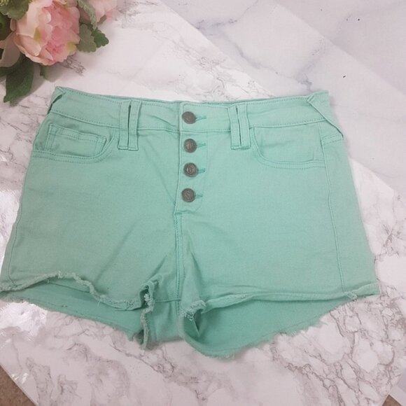 Turquoise Chello Cut Off Jeans Shorts - Picture 5 of 5